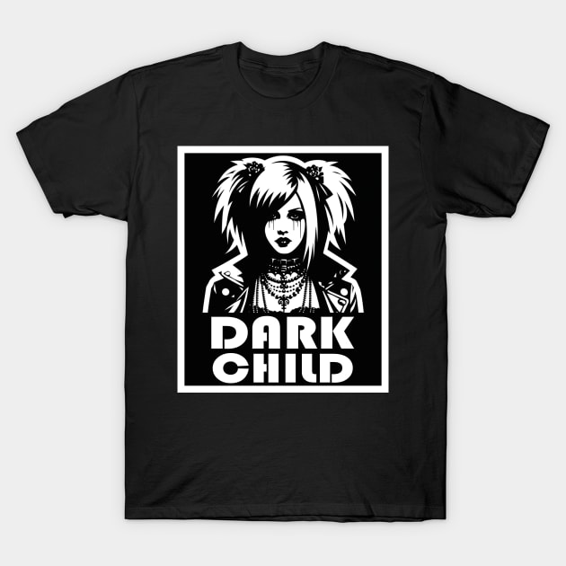 Gothic Rebel Fashion: Edgy Dark Child Portrait T-Shirt by Skull Riffs & Zombie Threads